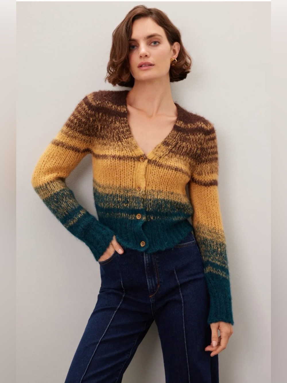 Ulla Johnson Women's Paola Alpaca Blend Knit Striped Cardigan Sweater - Size XL